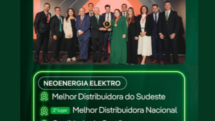 Neoenergia Elektro: melhor do Sudeste e em mais três categorias no prêmio Abradee